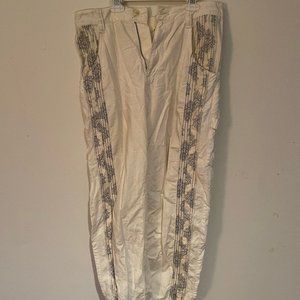 Free People White Embroidered Baggy Pants | S